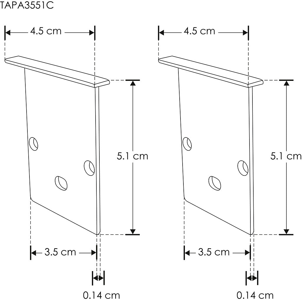 Kit de 2 tapas laterales para perfil de aluminio ILUPA3551UGRC de aluminio de iLumileds (No se vende individual)