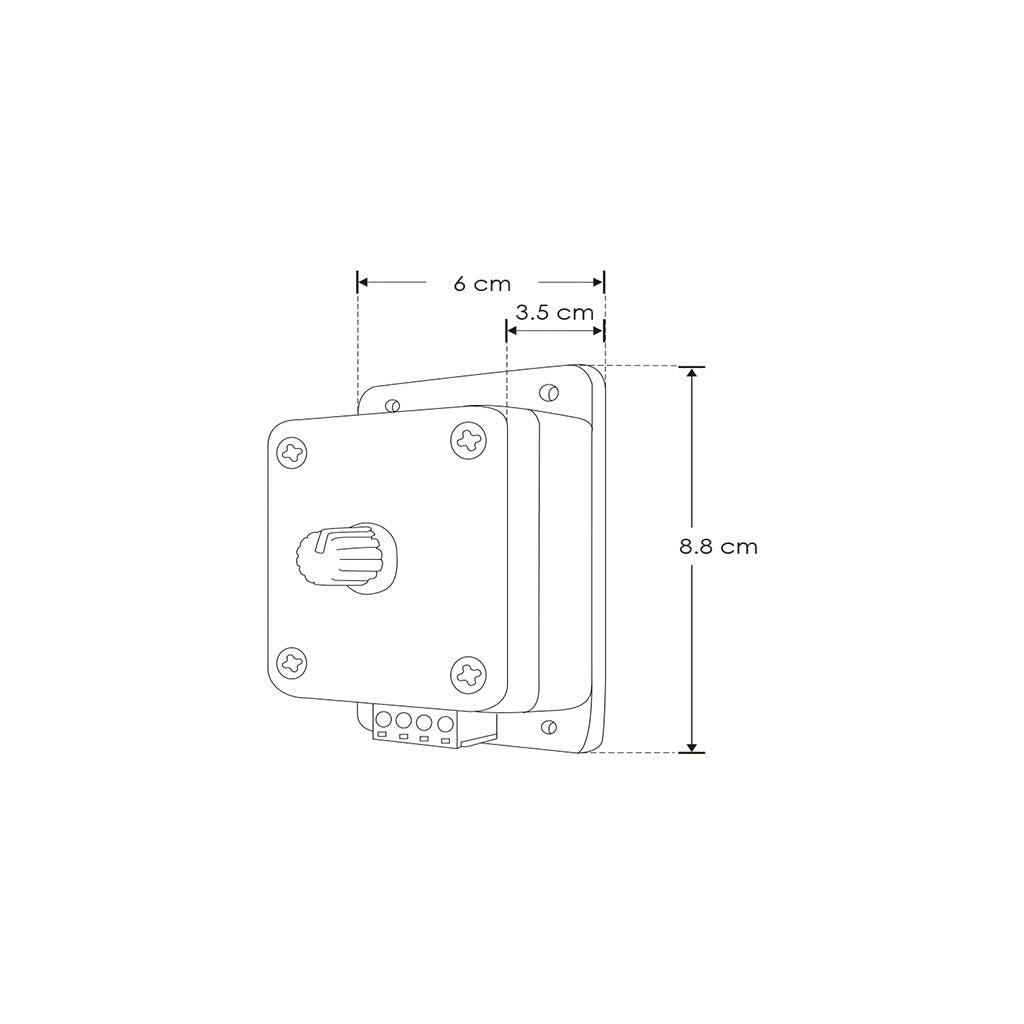 Atenuador (PWM) manual rotatorio para tira LED, 72W-12V cc  144W-24V cc de iLumileds