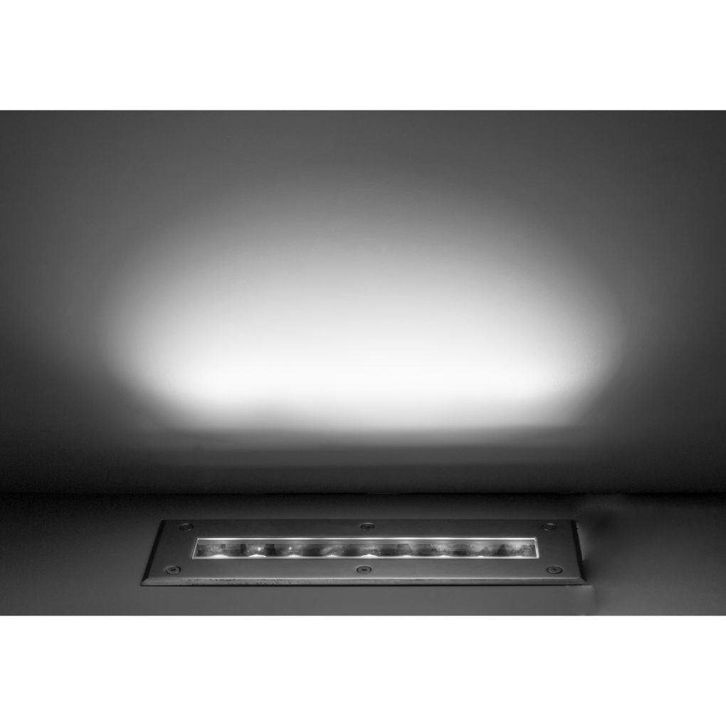 Luminario rectangular integrado 13.5W 15x45° 30cm opciones color de luz fabricado en acero inoxidable para empotrar incluye housing de iLumileds