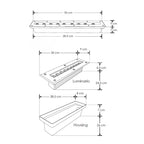 Luminario rectangular integrado 13.5W 15x45° 30cm opciones color de luz fabricado en acero inoxidable para empotrar incluye housing de iLumileds
